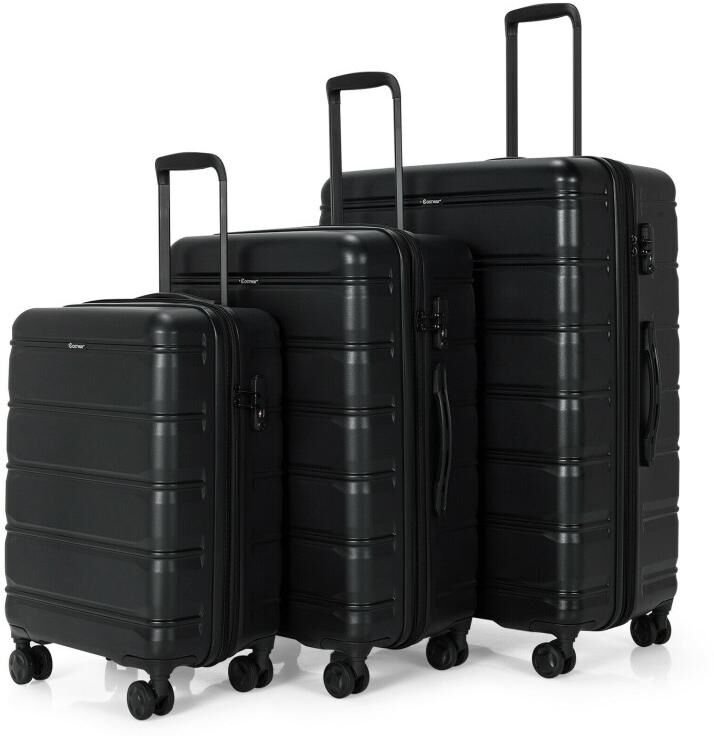 Slickblue 3 Piece Luggage Set with Tsa Lock - Black