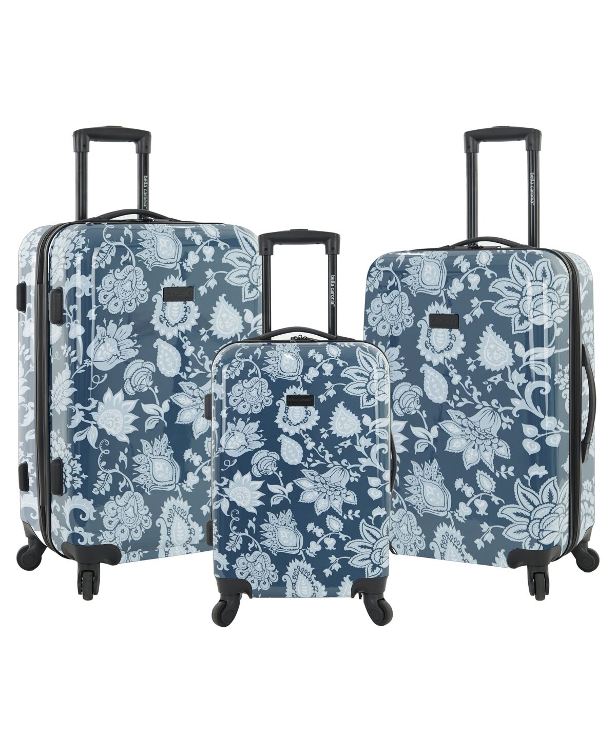 Bella Caronia 3 Piece Rolling Hardside Luggage Set with 4 Wheel Spinners - Royal