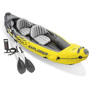 Intex Explorer K2 Inflatable 2 Person Outdoor Kayak Set With Oars And Hand Pump