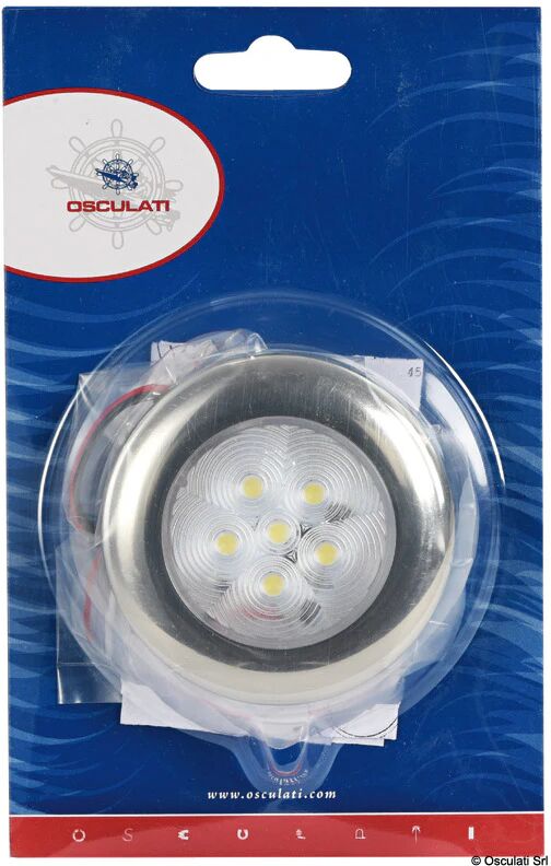 OSCULATI Luce di cortesia rotonda ghiera inox 6 LED blu