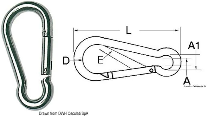 OSCULATI Moschettoni inox 8x80mm