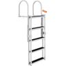 VEVOR Dock Ladder, Retractable 5 Steps, 350 lbs Load Capacity, Aluminum Alloy Pontoon Boat Ladder with 66.9''-78.9'' Adjustable Height, 4'' Wide Step & Rubber Mat, for Ship/Lake/Pool/Marine Boarding