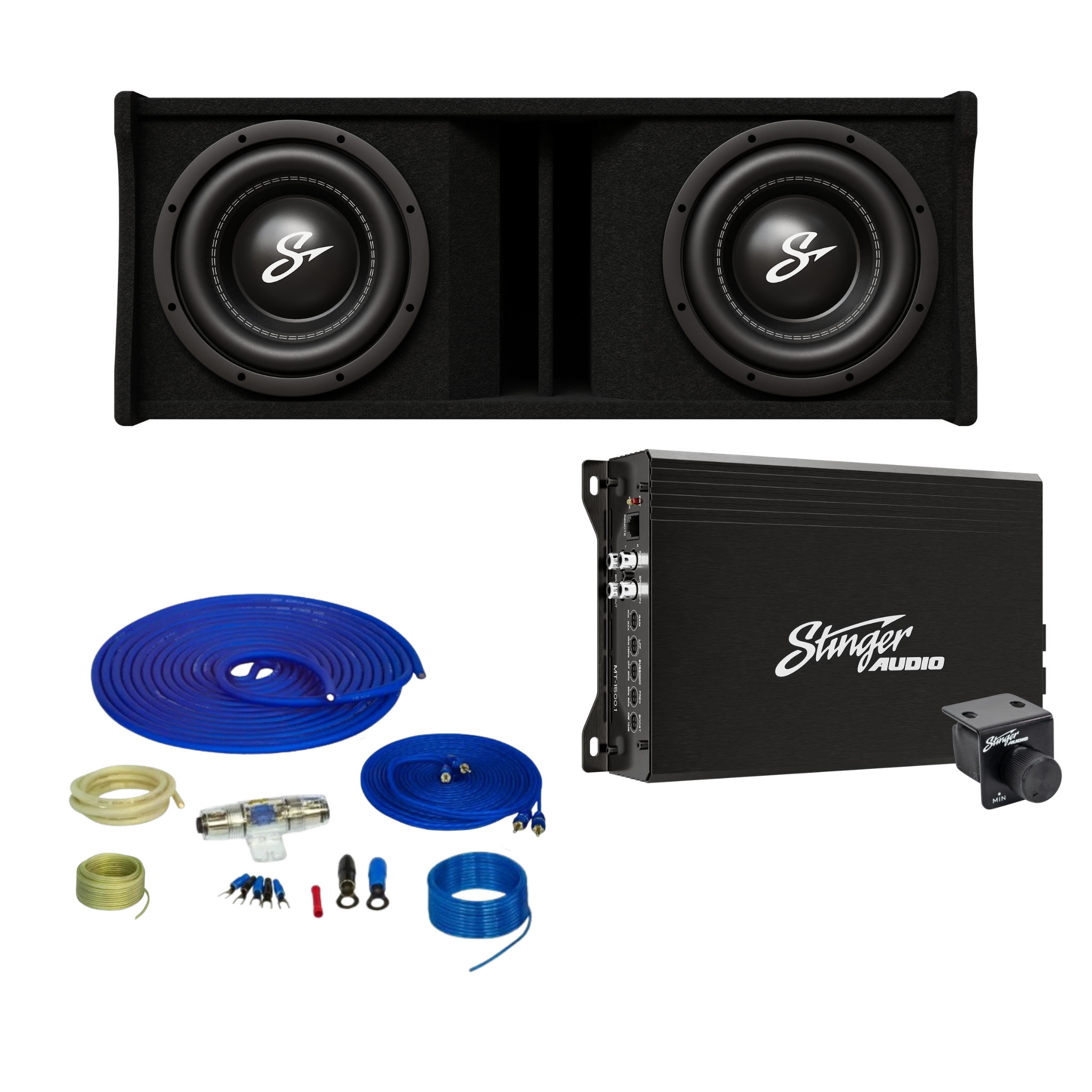 Stinger Off-Road Dual 12" 1,400 Watt (RMS) Loaded Ported Subwoofer Enclosure (1,400 Watts RMS / 2,400 Watts Max) Bass Package with Amplifier & Complete Wiring Kit