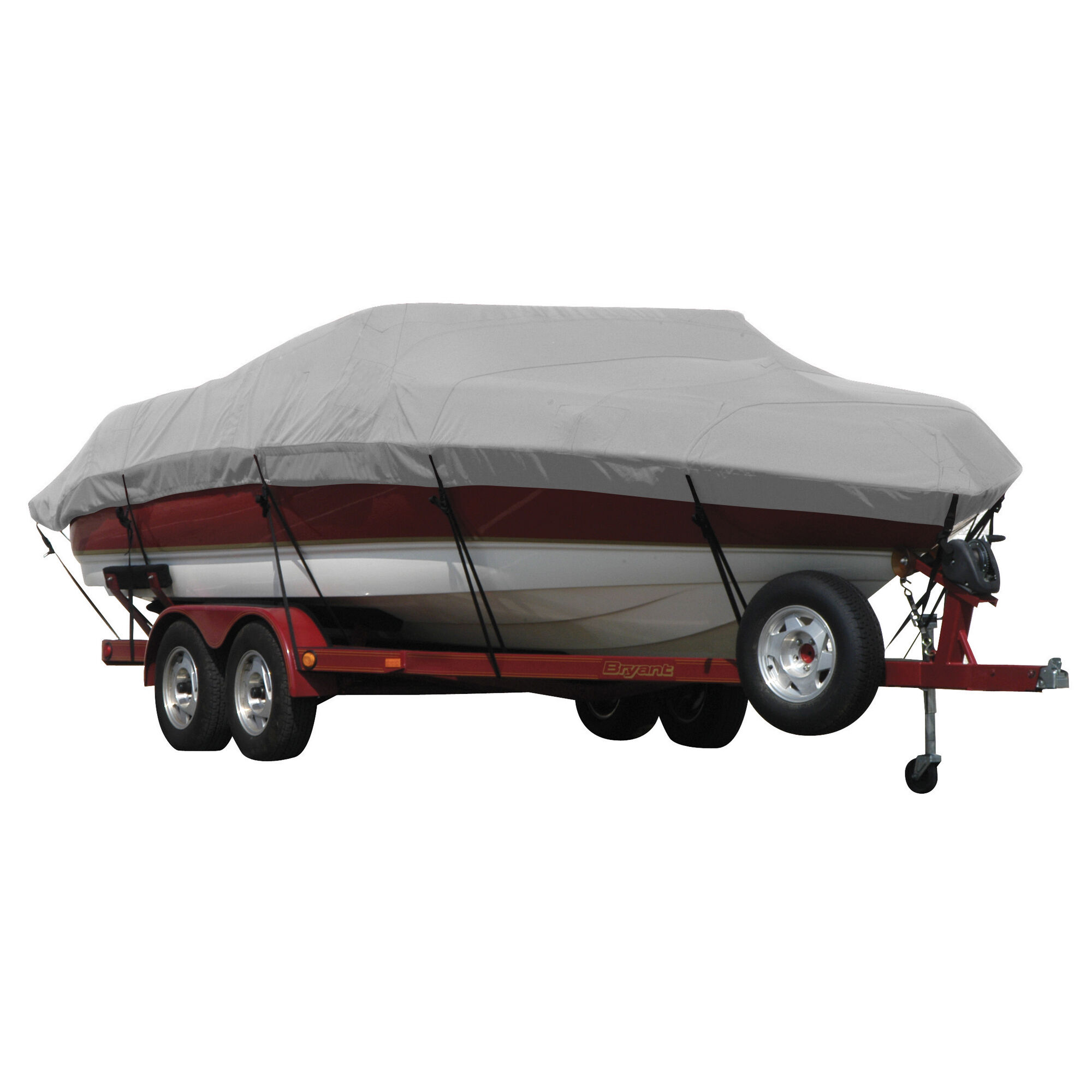 Covermate Exact Fit Sunbrella Boat Cover for Tahoe Q4 Sf Q4 Sf w/ Port Motor Guide Trolling Motor I/O. Grey