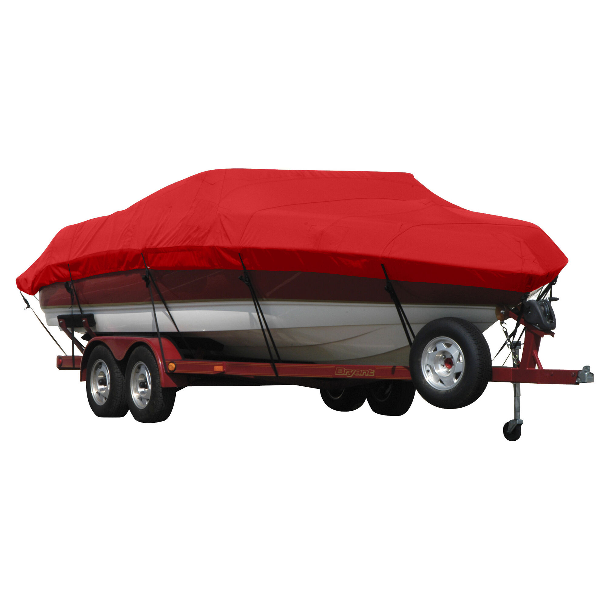 Covermate Exact Fit Sunbrella Boat Cover for Zodiac Pro Open 650 Pro Open 650 w/ Hard Top w/ Strb Console O/B. Jockey Red