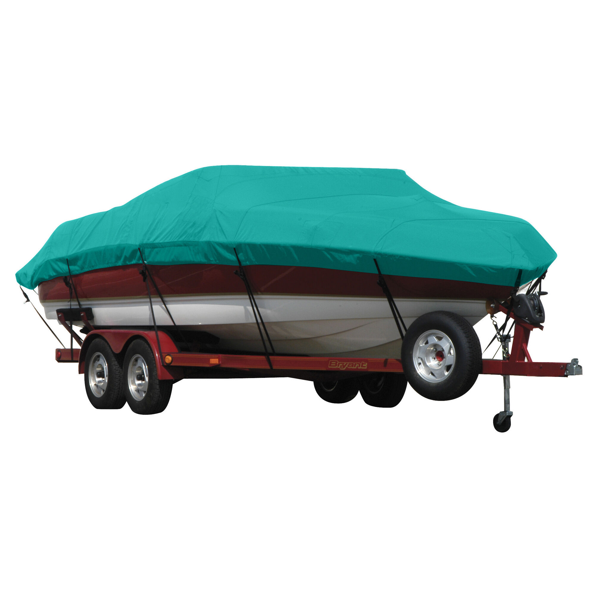 Covermate Exact Fit Sunbrella Boat Cover for Tracker Tundra 21 Dc Tundra 21 Dual Console w/ Port Motorguide Trolling Motor O/B. Persian Green