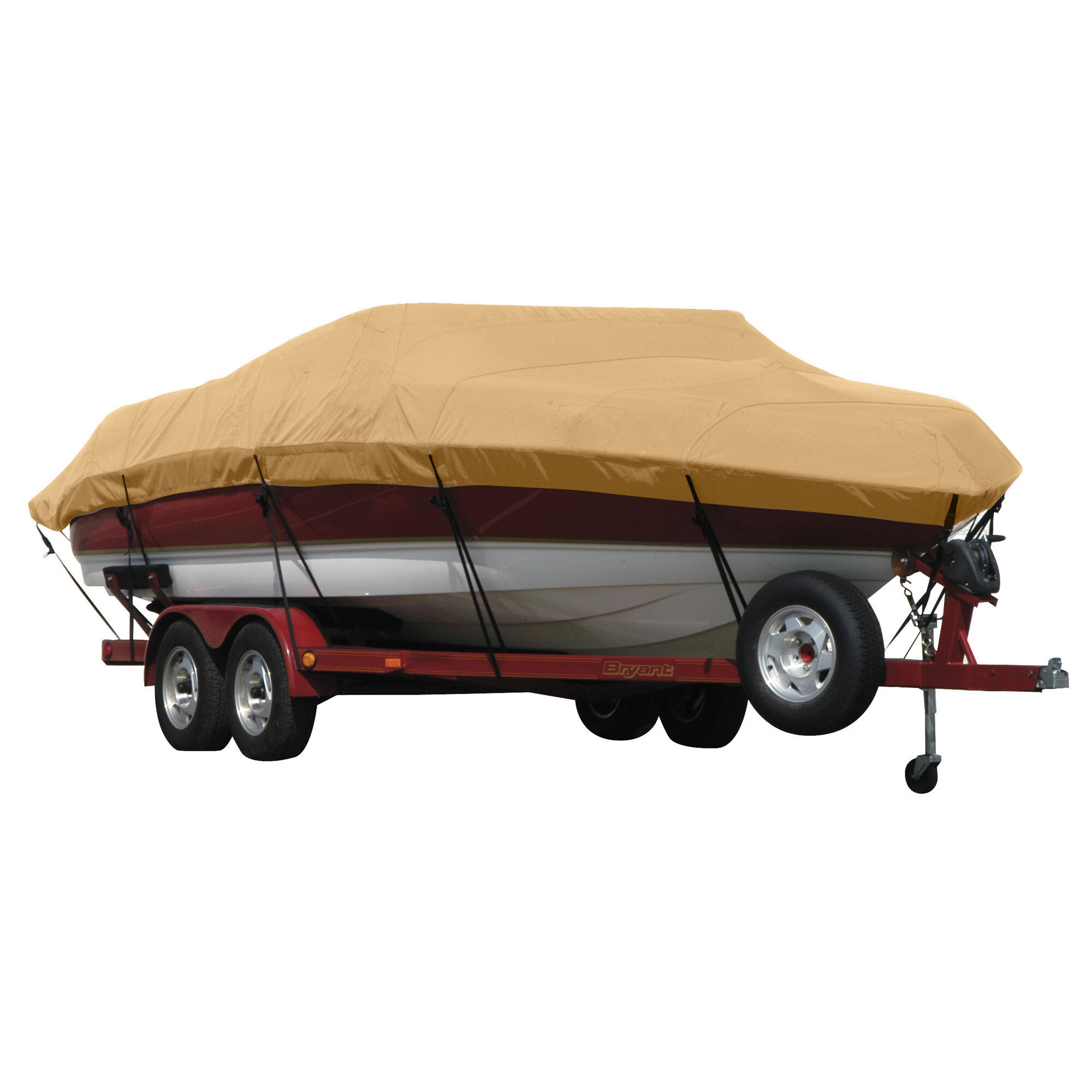 Covermate Exact Fit Sunbrella Boat Cover for Procraft Super Pro 210 Super Pro 210 Side Console w/ Port Motorguide Trolling Motor O/B. Toast