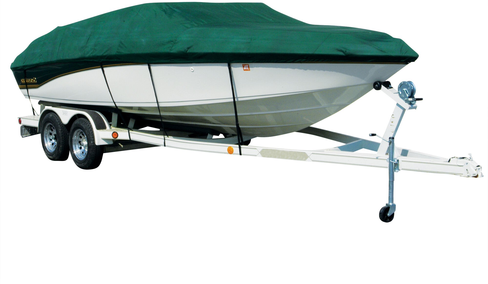 Covermate Exact Fit Sharkskin Boat Cover For Tahoe 400 Ts w/ Bimin Laid Aft On Storage Strut Over Motor in Forest Green