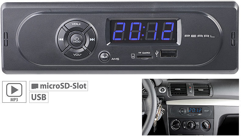 Pearl MP3-Autoradio CAS-300 mit Wiedergabe von USB & microSD, 2x 7 W