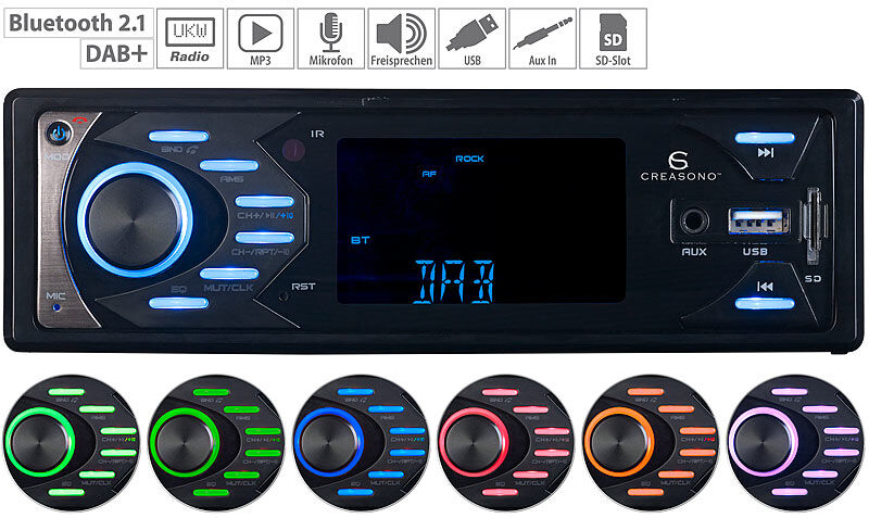 Creasono MP3-Autoradio mit DAB+, Bluetooth & Freisprech-Funktion, 4x 45 Watt