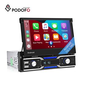 Podofo 1 Din 7 Zoll Android 10.1 Autoradio Autoradio Unterstützung Wireless Carplay Und Android Auto Gps Navigation Wifi Bluetooth Usb Fm Rückansicht