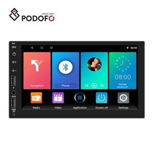 Podofo 7 Zoll Andriod 9.1 Universal Autoradio-Player Doppel-Din-Autoradio Auto Mp5-Player Gps-Navigation Wifi Bluetooth Fm-Empfänger Usb