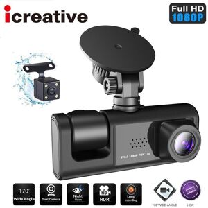 Icreative Auto Dvr 3 Kameras Full Hd 1080p Dual Objektiv Auto Dvr Kamera 2,0 Zoll Ips Bildschirm Vorne Hinten Recorder Kamera