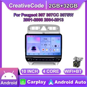 Creativecode 10 Zoll Für Peugeot 307 307cc 307sw 2001-2013 Mit Knopf Autoradio Multimedia Carplay 2din Stereo Audio Android Video 2 + 32gb