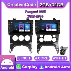 Creativecode 8 Zoll Für Peugeot 3008 2009-2015 Mit Knopf Knopf Android Auto Radio Multimedia Player Navigation Stereo Gps 2 Din Carplay 2 + 32gb