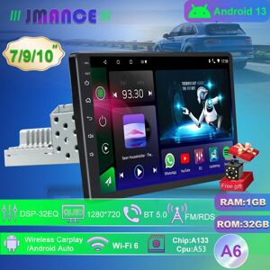 Jmance 1 Din Autoradio-Player 7/9/10 Zoll 2 + 32 Gb Android 13 Carplay Android Auto Touchscreen Multimedia-Player Bluetooth Wifi Gps Fm-Radio