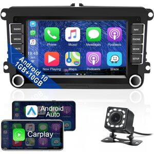 Podofo 7'' Android 10.0 Doppel-Din-Autoradio Mit Apple Carplay Android Auto Für Vw Golf Passat Polo Tiguan Touran Autoradio Bluetooth Gps Wifi Fm