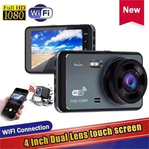 Apexcar 4-Zoll-Touchscreen-Dual-Lens-Fahrrekorder, Mobiltelefonverbindung, Dvr, 1080p Hd, 24-Stunden-Parküberwachung, Wifi-Dashcam