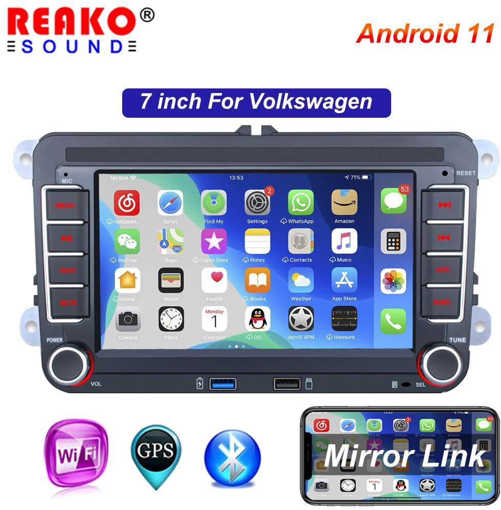 Reakosound Car Life Reakosound 7 Zoll Android 11 Autoradio Video Multimedia Player Für Volkswagen Mit Bildschirm Gps Navigation Bluetooth Auto Stereo Wifi Phonelink