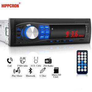 Hippcron 1 Din 12V autoradio stéréo lecteur MP3 intégré au tableau de bord avec prise en charge de la télécommande BT USB/SD/AUX-IN - Publicité