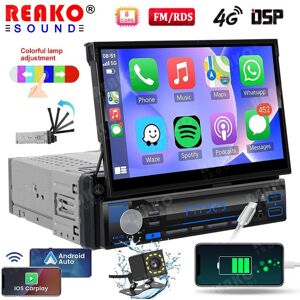 REAKOSOUND Car Life REAKOSOUND 8 Core 1 Din universel Android autoradio GPS Navigation 7 "IPS écran rétractable lecteur multimédia 4G Carplay stéréo - Publicité