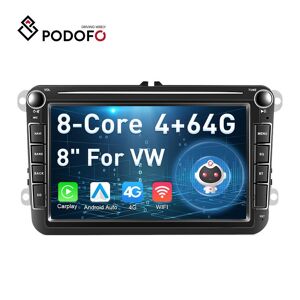 Podofo 8 pouces 8 cœurs 4 + 64G AI Voice Autoradio Autoradio pour VW Polo Golf Passat Android 10.0 Carplay Android Auto DSP/Hi-Res Wifi/4G GPS FM/DAB+/AHD - Publicité
