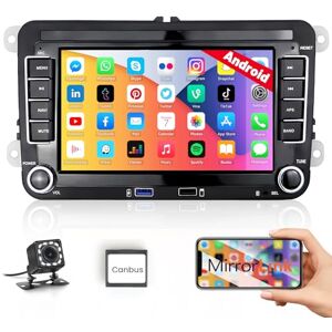 Hikity Android Autoradio pour VW Golf 5 6 Polo Passat Fabia avec Navigation WiFi, 7 Pouces Ecran Voiture Bluetooth avec USB Mirror Link SWC, Radio Voiture GPS 2 Din +Camera de Recul CANBUS - Publicité