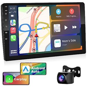 Apple Carplay Autoradio 1 Din avec Android Auto 9 Pouces Écran Tactile  Autoradio avec Bluetooth Main Libres iOS/Android Lien Miroir FM Radio USB  AUX Commande au Volant + Caméra de Recul Microphone 