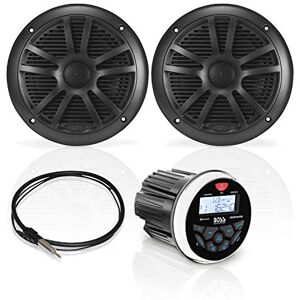 Boss Audio MCKGB350B. 6 Combo Marine Gauge Radio w/Marine Antenna & 2 6. 5" Speakers Black - Publicité