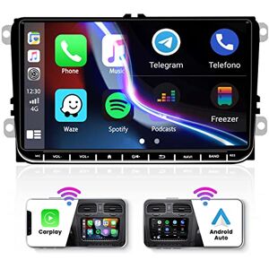 Hikity Android Autoradio pour VW Golf 5 6 Polo Seat Skoda Passat, Carplay inalámbrico Android Auto inalámbrico 9 Pouces Écran Tactile Radio Voiture avec GPS WiFi USB FM Bluetooth+ Canbus + Caméra - Publicité