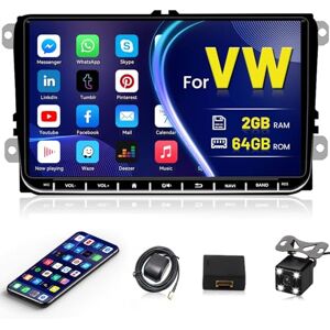 Hikity 1G 32G Autoradio Android13 2 Din avec GPS pour VW T5 Golf 4