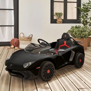 sweeek Voiture electrique 12V pour enfant Lamborghini. noir. 1 place. avec autoradio. telecommande. MP3. port USB et phares fonctionnels - Noir