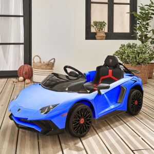 sweeek Voiture electrique 12V pour enfant Lamborghini. bleu. 1 place. avec autoradio. telecommande. MP3. port USB et phares fonctionnels - Bleu