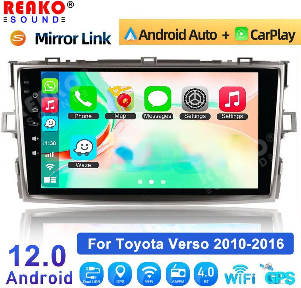 REAKOSOUND Android AUTO For Toyota Verso R20 Head Unit GPS Navigation Car Radio Multimedia Video Player Autoradio Stereo Carplay