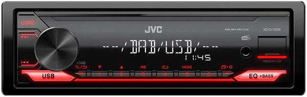 JVC KD-X172DB Ricevitore multimediale per auto Nero, Rosso 350 W