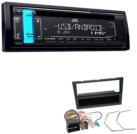 K491EBS294 EHO Bundle JVC KD-R491 1 DIN CD USB AUX Tuner USB AUX passar till Opel Corsa C 2004–2006 Charcoal