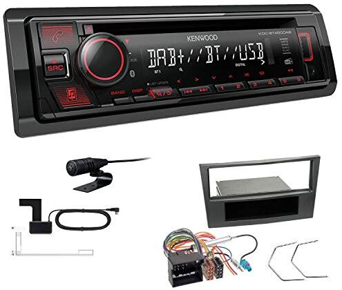 KDCBT450DAB+Einbauset Kenwood KDC-BT450DAB 1-DIN DAB bilradio Bluetooth CD USB AUX installationssats passar för Opel Antara från 2006 Charcoal-metallic