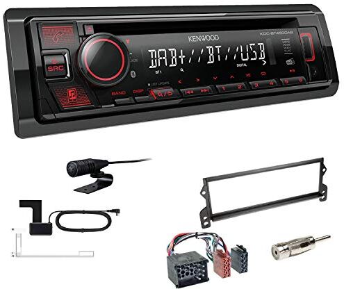 KDCBT450DAB+Einbauset Kenwood KDC-BT450DAB 1-DIN DAB bilradio Bluetooth CD USB AUX installationssats passar för Mini Mini, Mini Cabriolet 2000-2002 svart