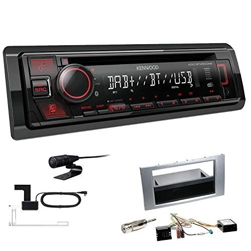 KDCBT450DAB+Einbauset Kenwood KDC-BT450DAB 1-DIN DAB bilradio bluetooth CD USB AUX installationssats lämplig för Ford S-Max 2006-2007 silver inkl Canbus