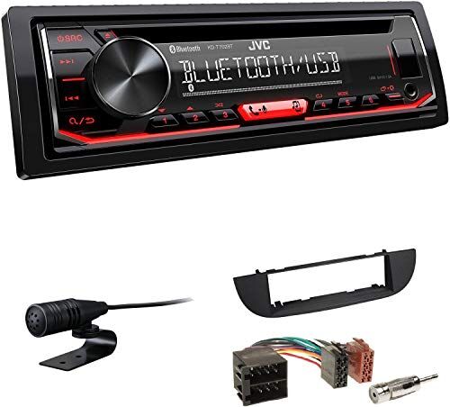 KDT702BTEBS82 EHO Bundle JVC KD-T702BT 1-DIN USB AUX CD tuner lämplig för Fiat 500 500C 2007-2015 svart