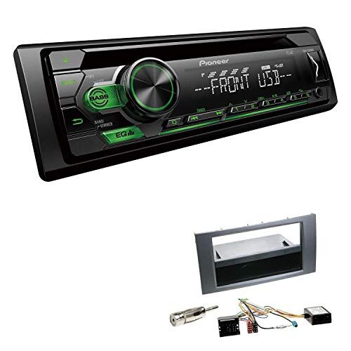 110UBGEBS126 EHO Bilradio med installationssats som passar Ford Galaxy mörksilver/antracit med Canbus inkl Pioneer DEH-S110UBG 1 DIN grön tangentbelysning