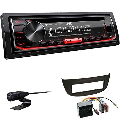 KDT702BTEBS356 EHO Bundle JVC KD-T702BT 1-DIN USB AUX CD Tuner passar för Renault Twingo II 2009–2014 svart