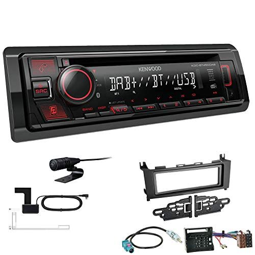 KDCBT450DAB+Einbauset Kenwood KDC-BT450DAB 1-DIN DAB bilradio Bluetooth CD USB AUX installationssats passar Mercedes-Benz GLK 2008-2012 svart