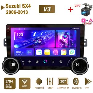 icreative Android 2 Din 10 Inch Dual Big Boobs Car Multimedia Player For Suzuki SX4 2006-2013 Head Unit Stereo GPS Navigation BT WIFI 2+64GB