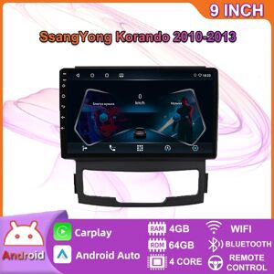 ABMOSQ 9 Inch Android Car Radio Carplay For SsangYong Korando 2010-2013 Multimedia Video Player GPS Navigation WIFI 4+64GB