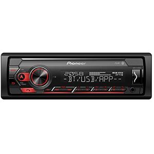 PIONEER 1-DIN receiver with Bluetooth, Red/White illumination, USB/3.5mm Jack, Spotify, Pioneer Smart Sync App and compatible with Apple and Android devices, Red/Black, MVH-S420BT