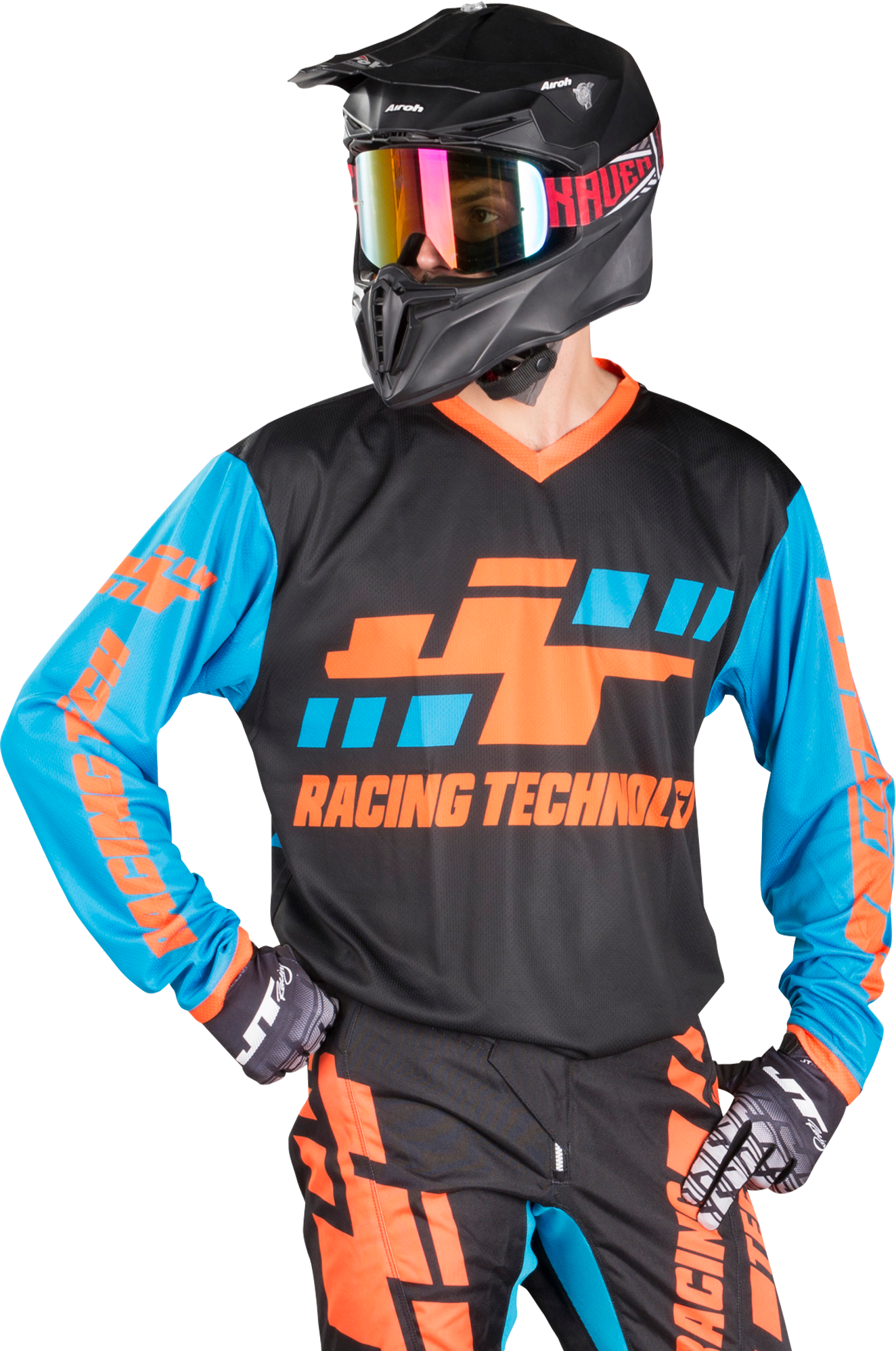 JT Racing Crossipaita JT Racing Flo Tec-Megabyte Musta-Oranssi-Cian