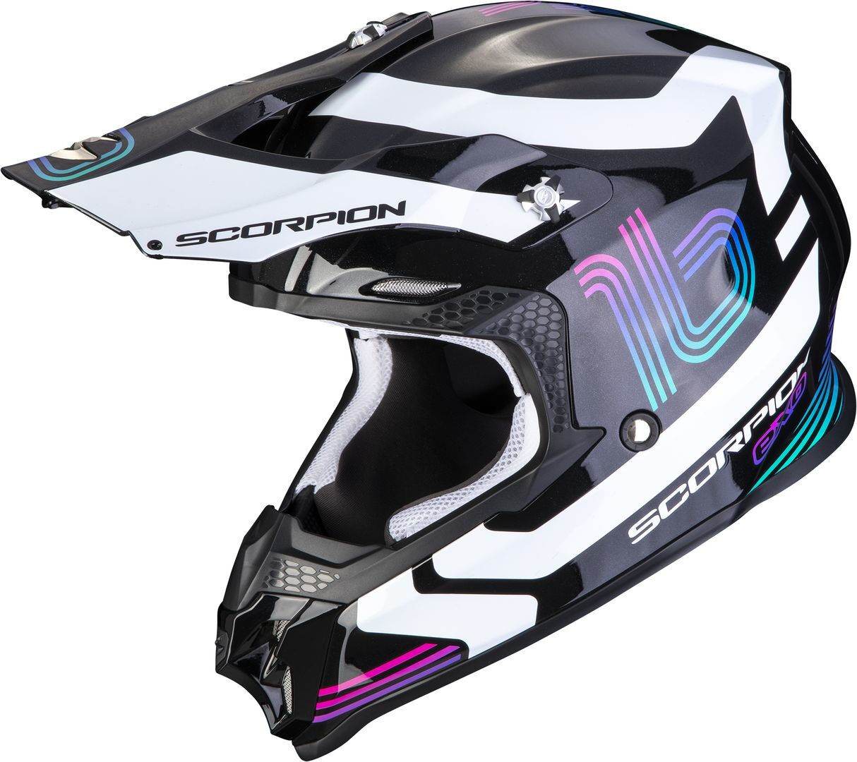 Scorpion VX-16 Air Tub Motocross hjelm S Svart Hvit Rosa