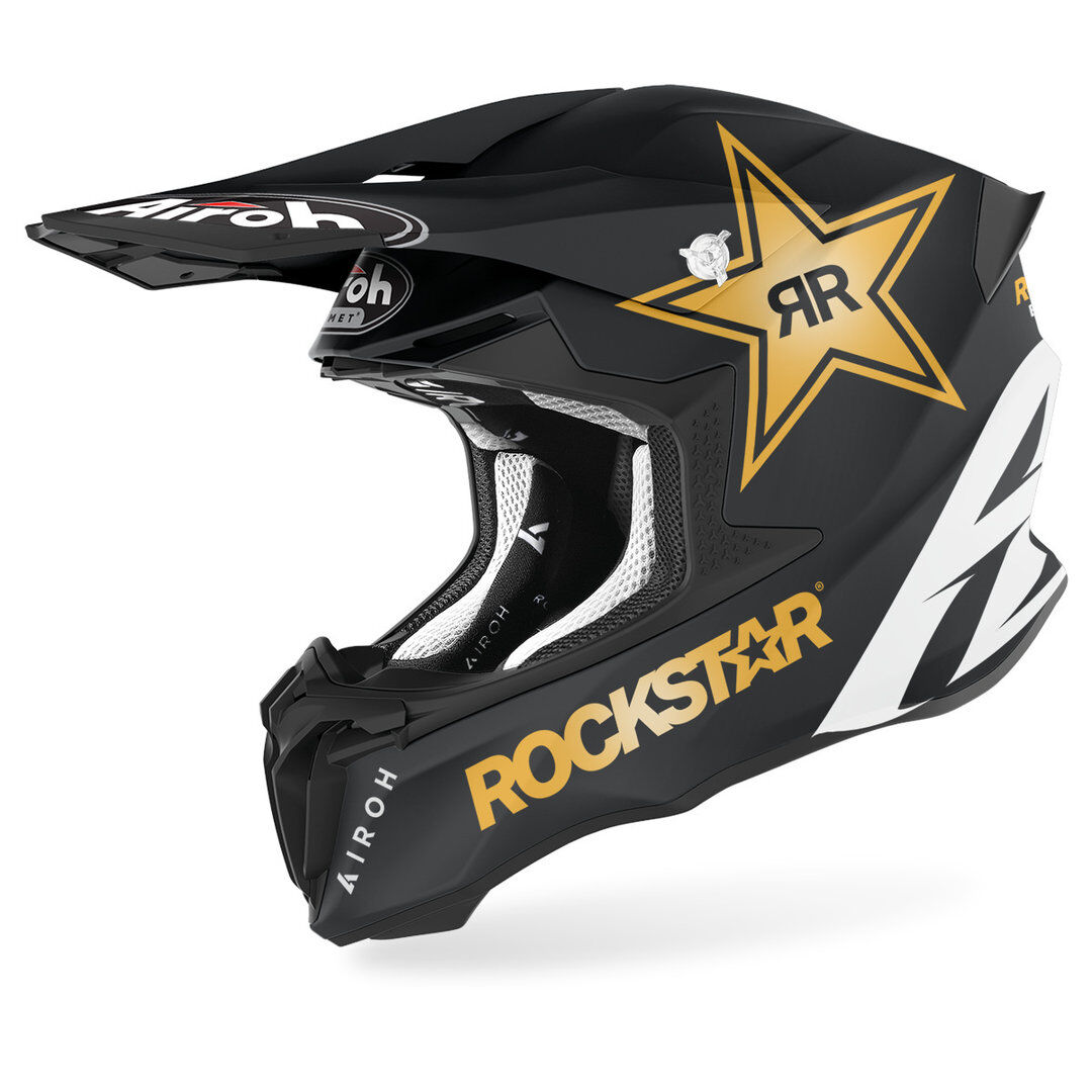 Airoh Twist 2.0 Rockstar Motocross hjelm S Svart Hvit Gull