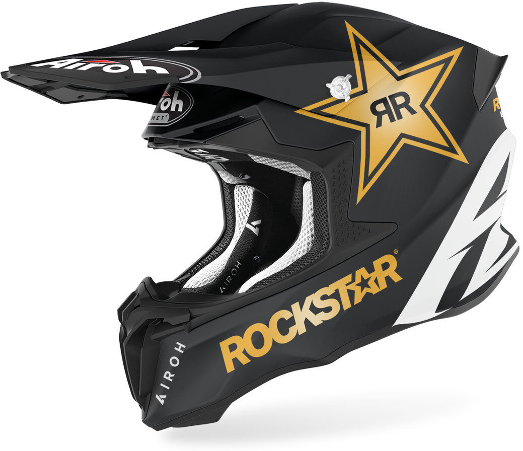 Airoh Twist 2.0 Rockstar Motocross hjelm XS Svart Hvit Gull